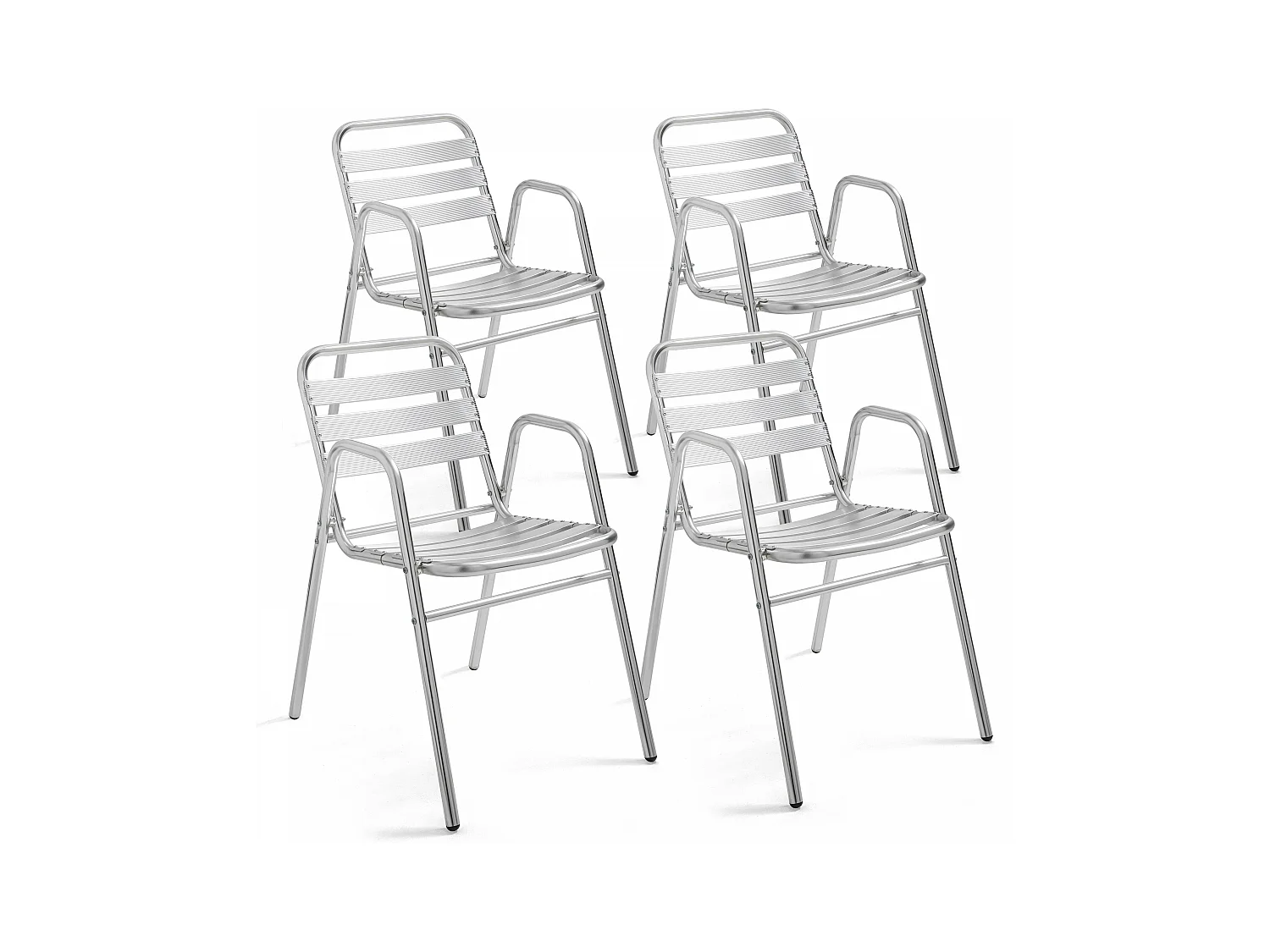 Lot 4 fauteuils de jardin aluminium gris