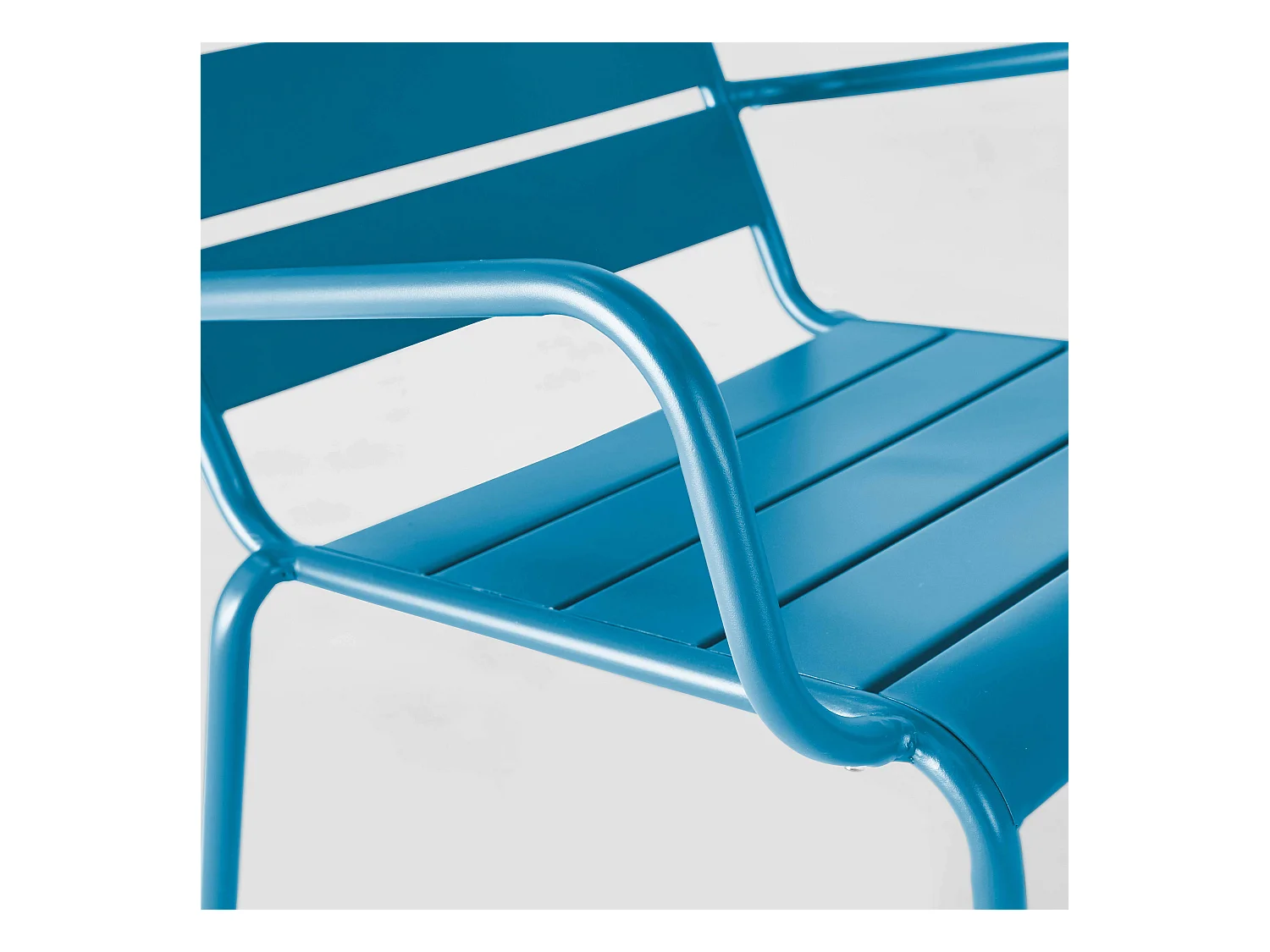 Lot 2 fauteuils relax avec repose-pieds métal gris et bleu pacific - Palavas