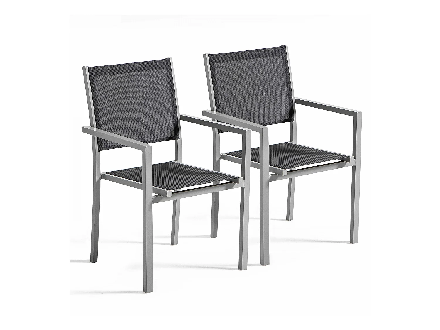 Set van 2 tuinstoelen van en grijze textilene