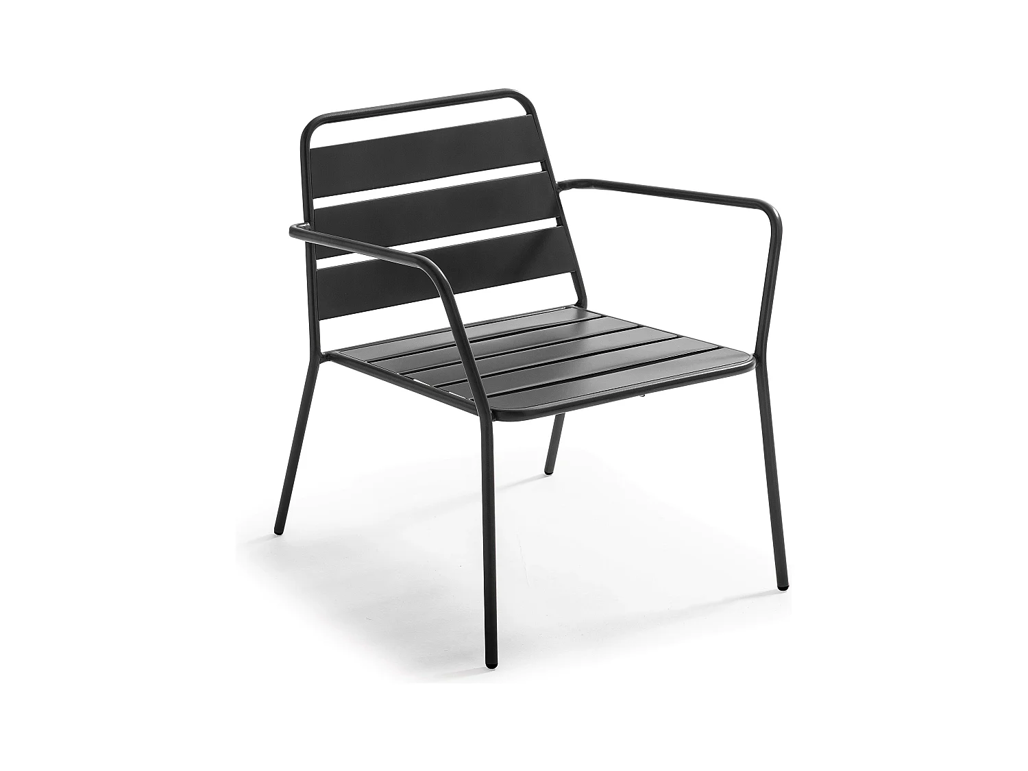 Fauteuil de jardin bas en métal gris anthracite - Palavas