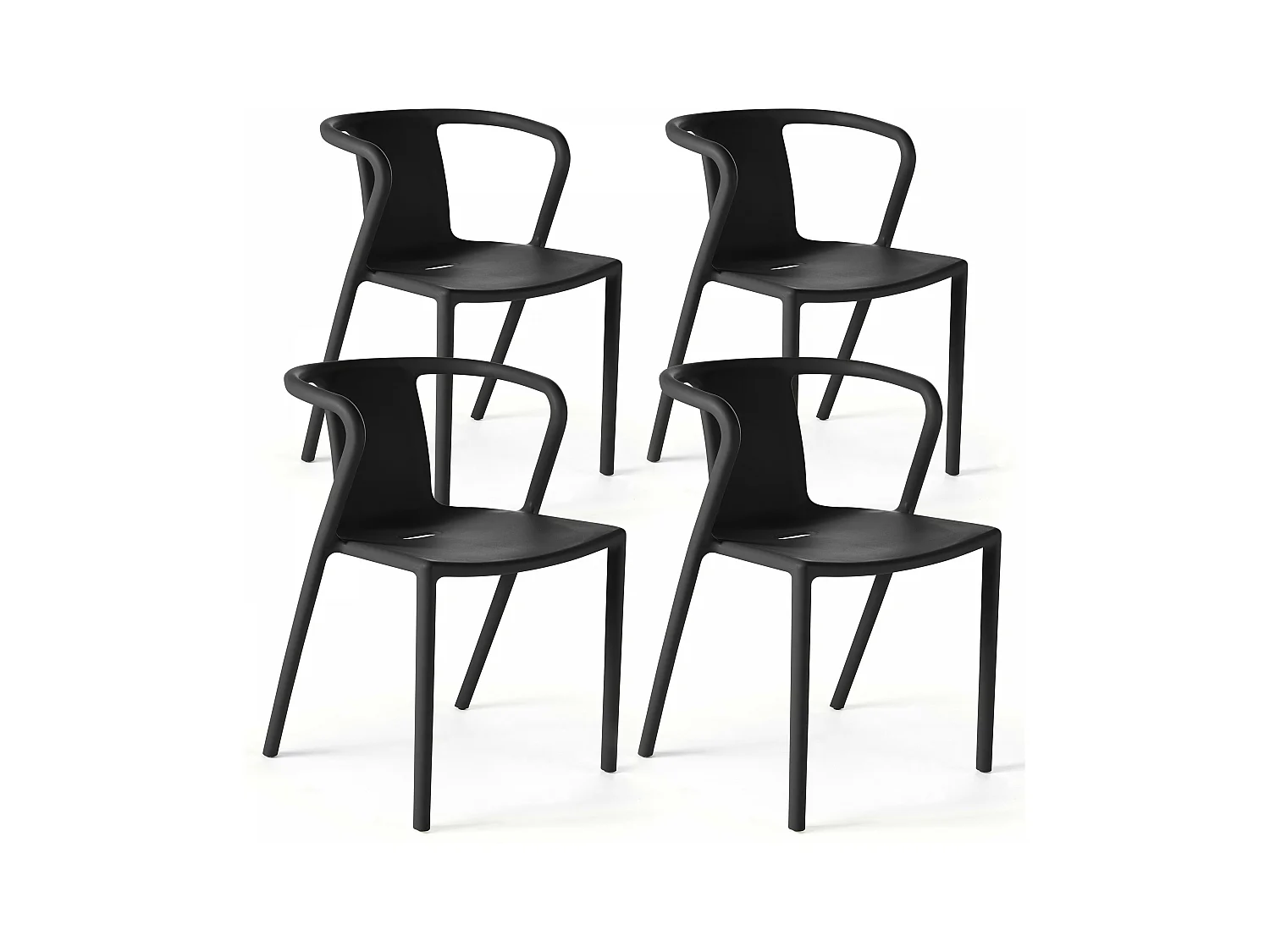 Lot de 4 chaises en plastique noir