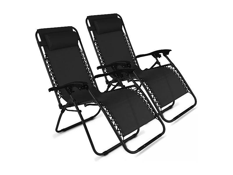 Lot de 2 fauteuils lounge en acier noir