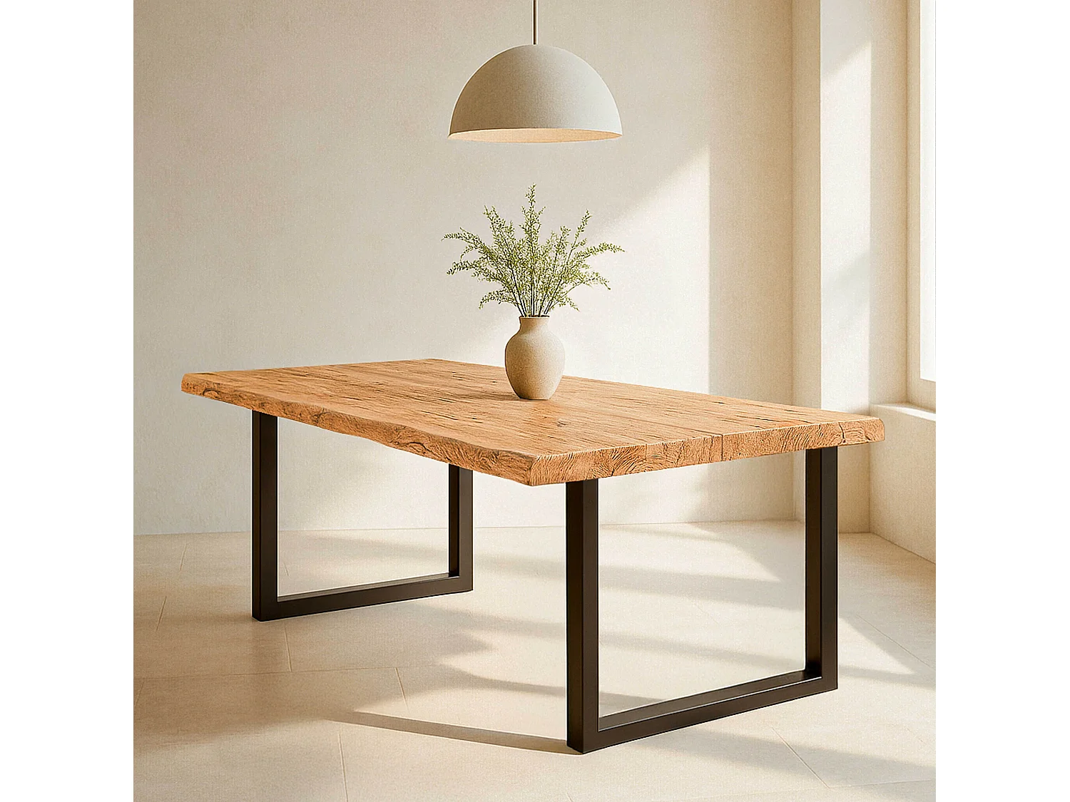 Table à manger en bois bords irréguliers 240 x 95 x 75 cm