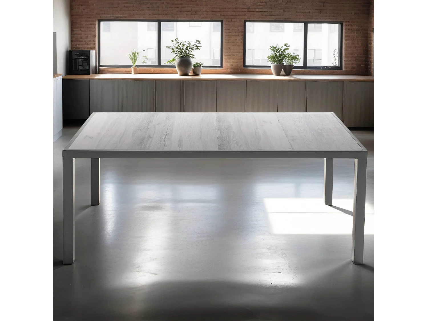 Table en aluminium et céramique bois grisé  - Tivoli