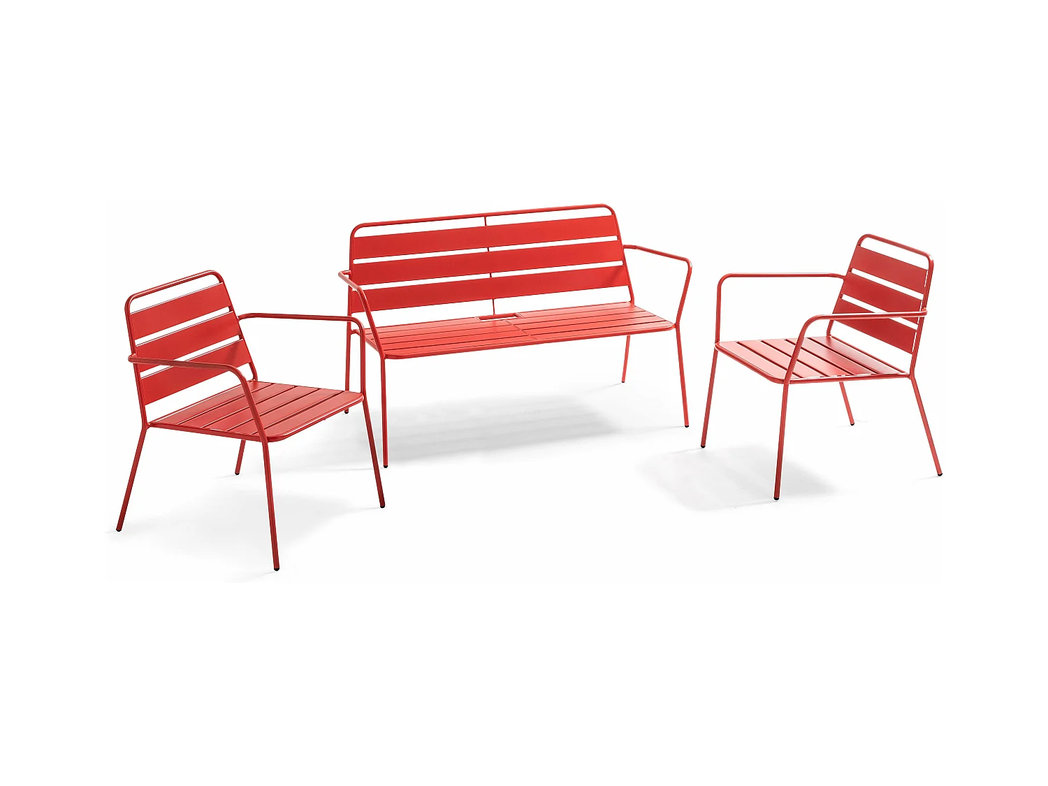 Tuinset met 4 zitplaatsen in rood metaal