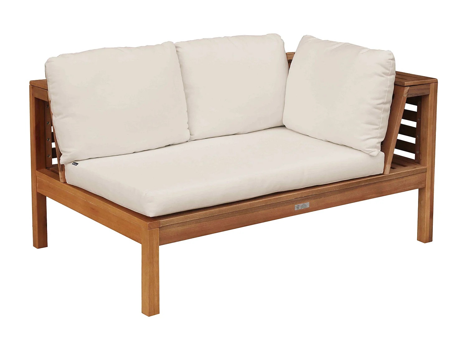 Salon de  jardin bas d'angle 8 places en bois d'eucalyptus écru