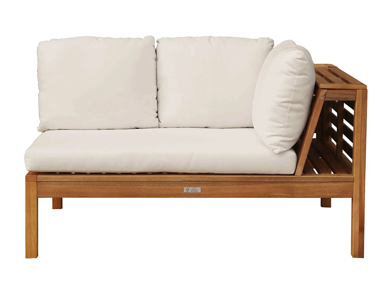 Salon de  jardin bas d'angle 8 places en bois d'eucalyptus écru