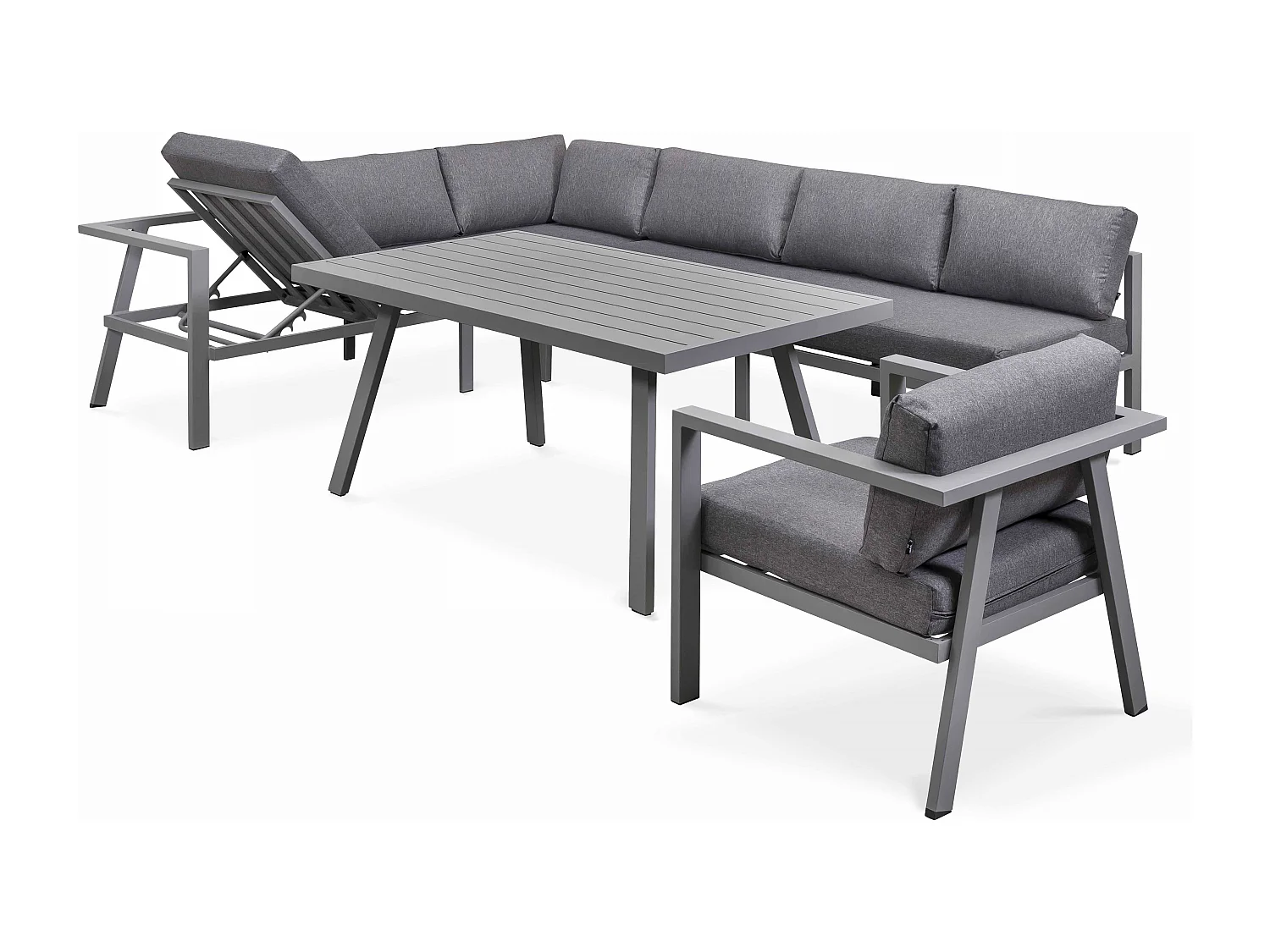 Salon de jardin 8 places en aluminium