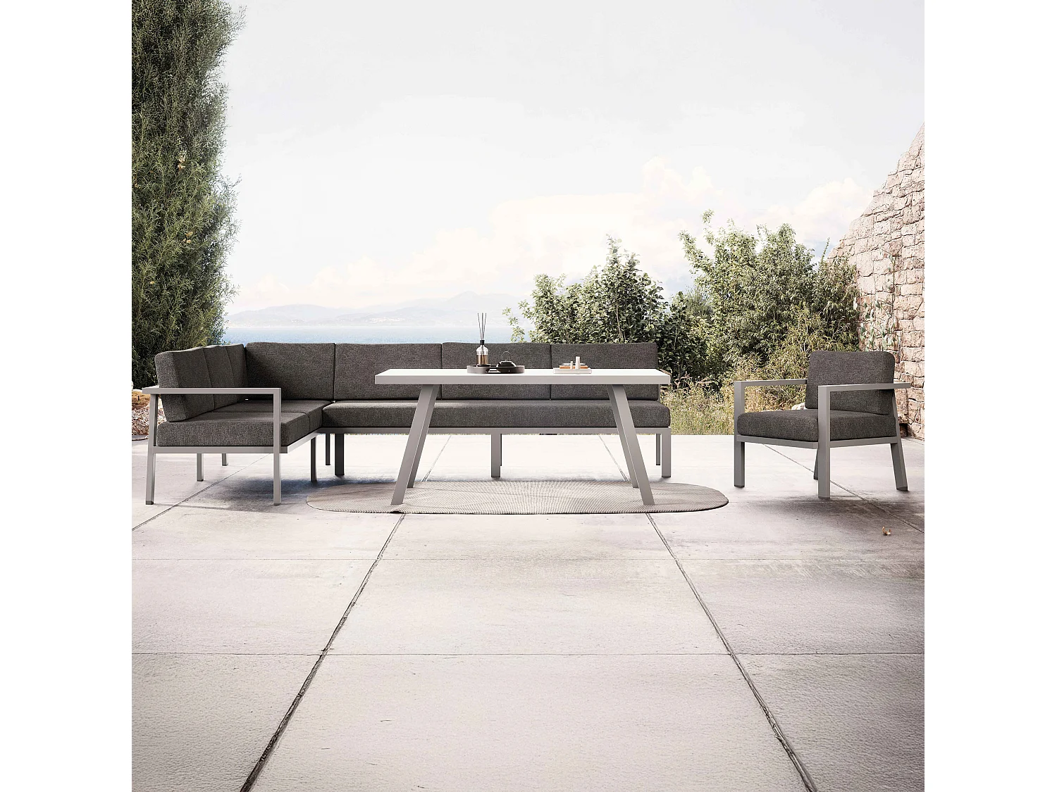 Salon de jardin 8 places en aluminium