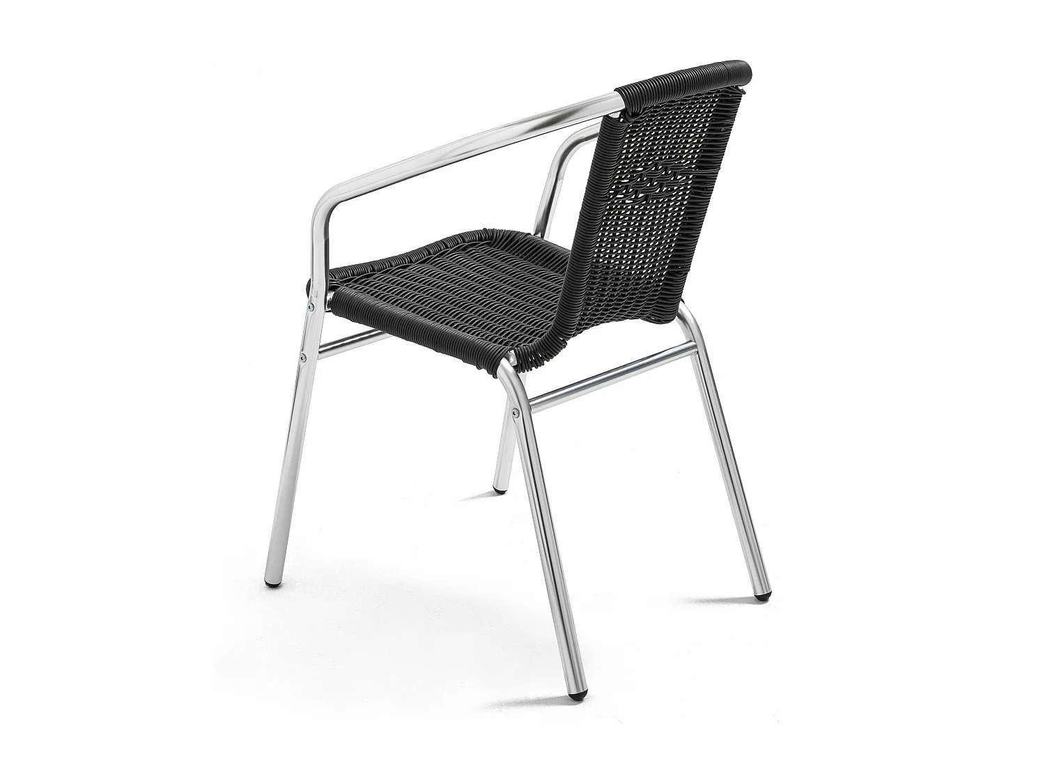 Vierkante tafel van en 4 zwarte stoelen