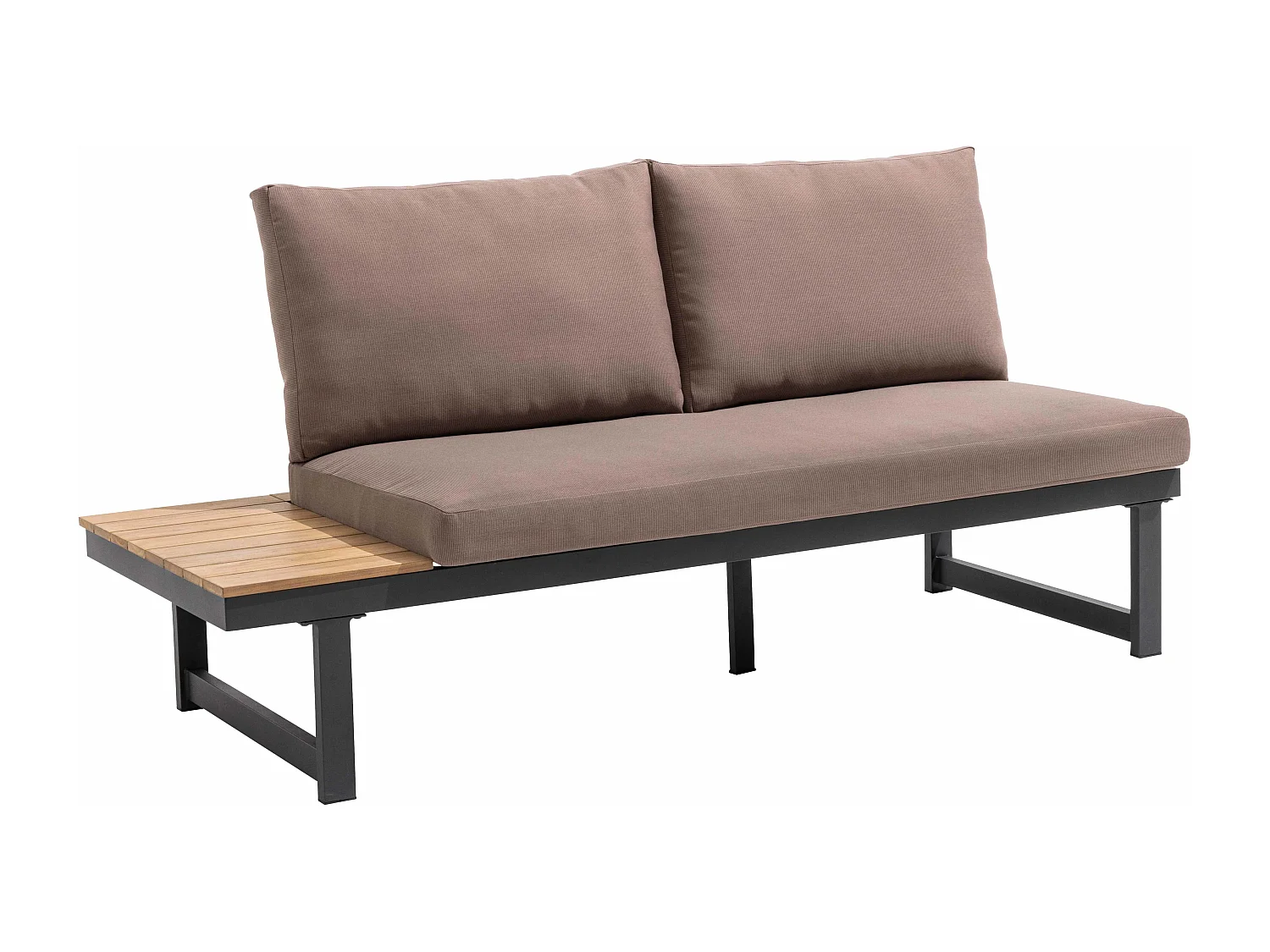 Salon de  jardin bas 6 places en aluminium et bois taupe