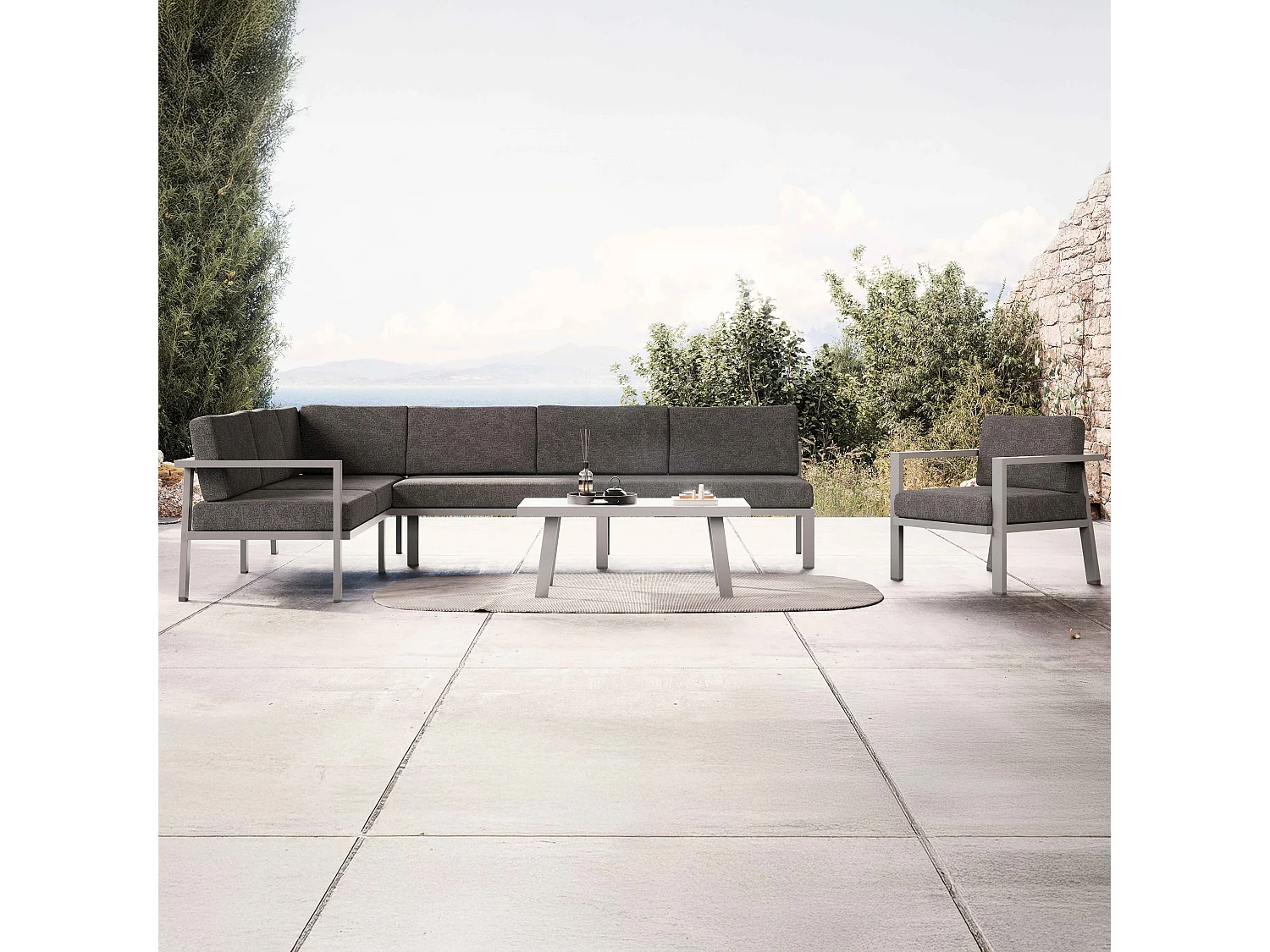 Salon de jardin 6 places en aluminium