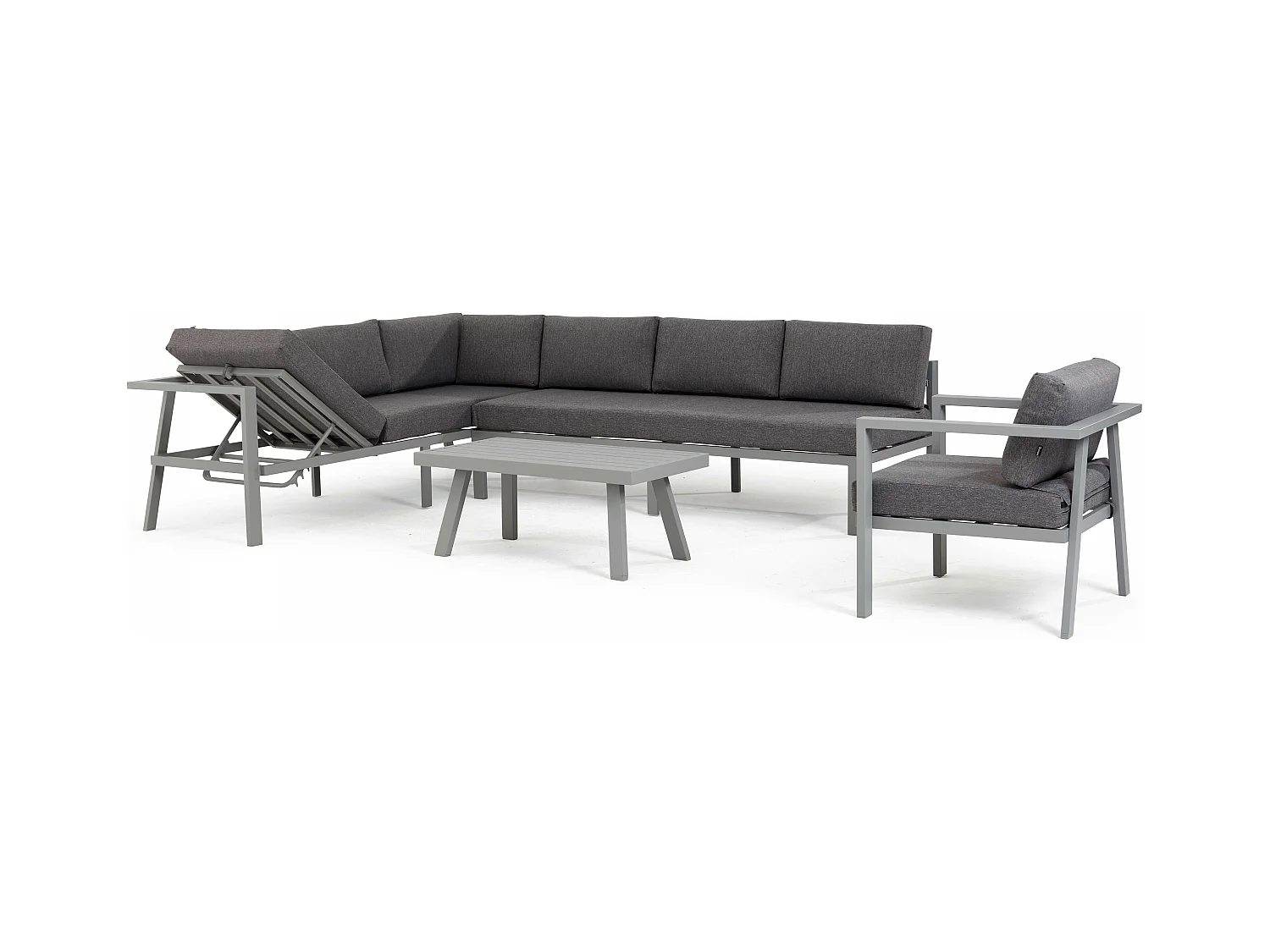 Salon de jardin 6 places en aluminium