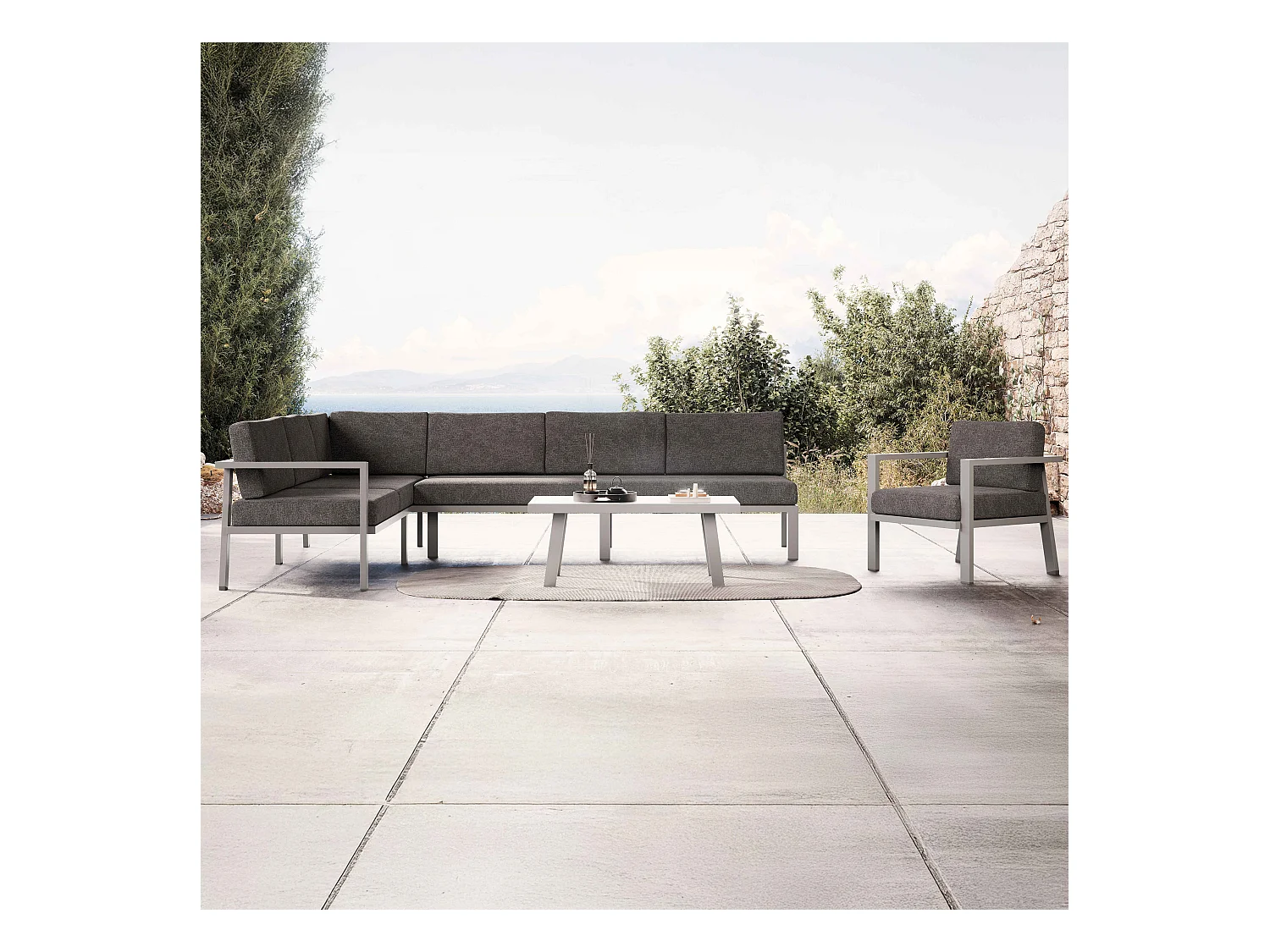 Salon de jardin 6 places en aluminium