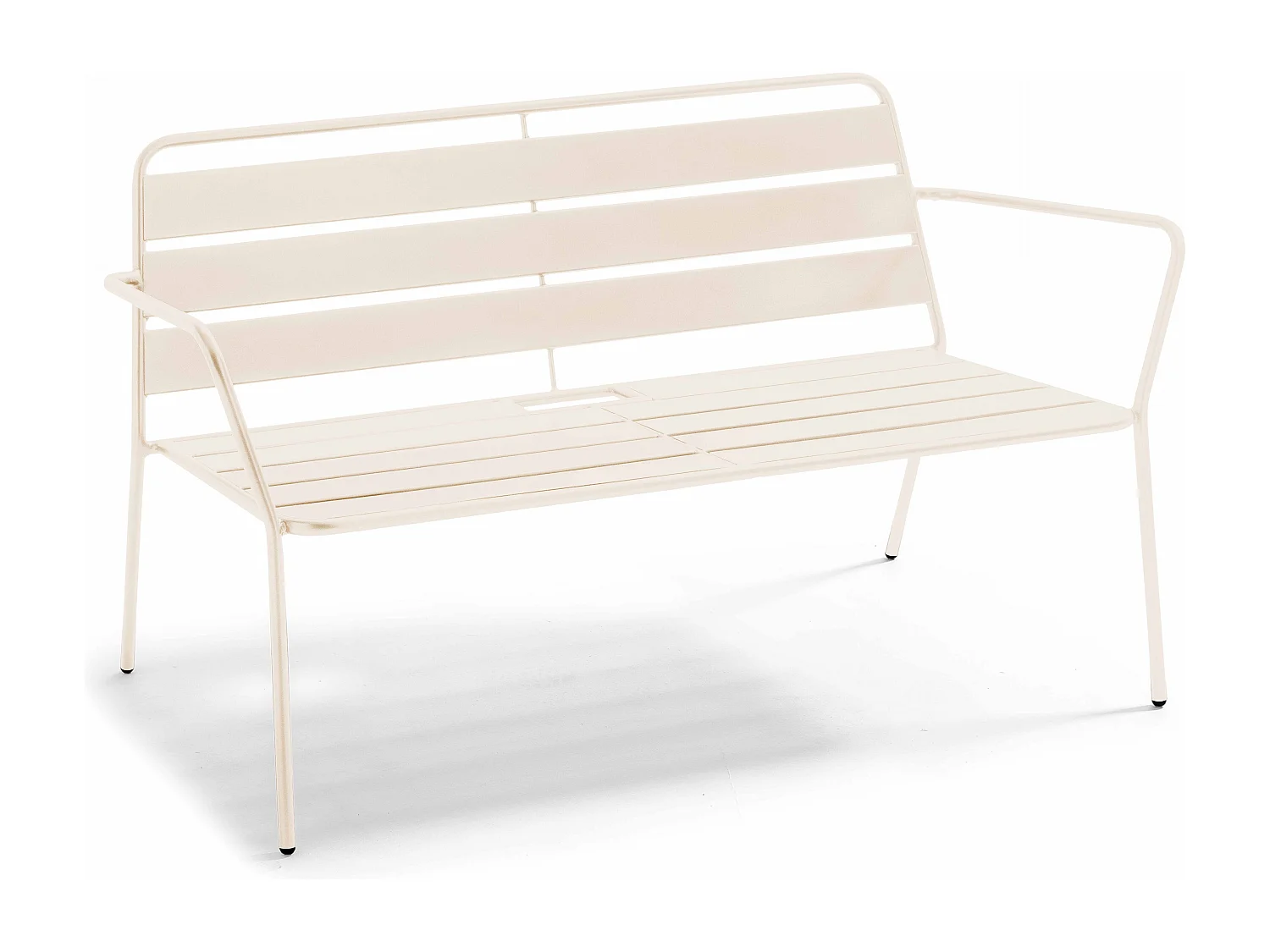 Salon de  jardin 4 places et 1 table basse en acier ivoire - Palavas