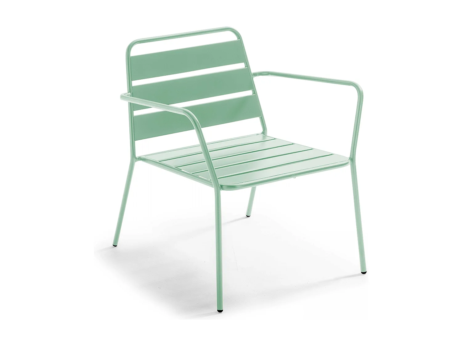 Tuinset met 4 stoelen en 1 salontafel van groen salie staal