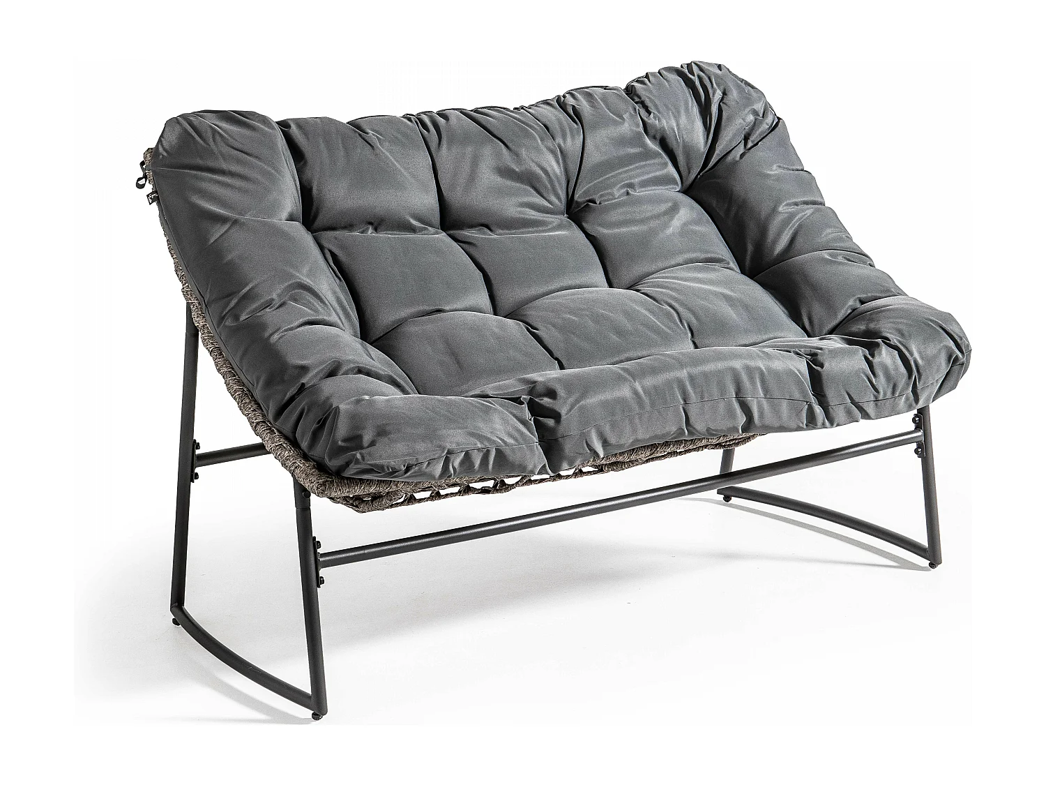 Salon de jardin 4 places en métal et résine gris