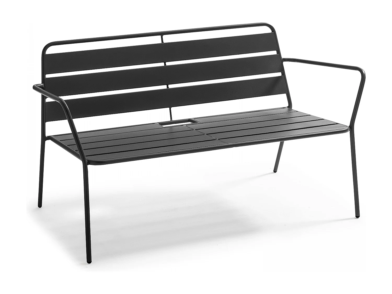 Salon de jardin 4 places et 1 table basse en acier anthracite - Palavas