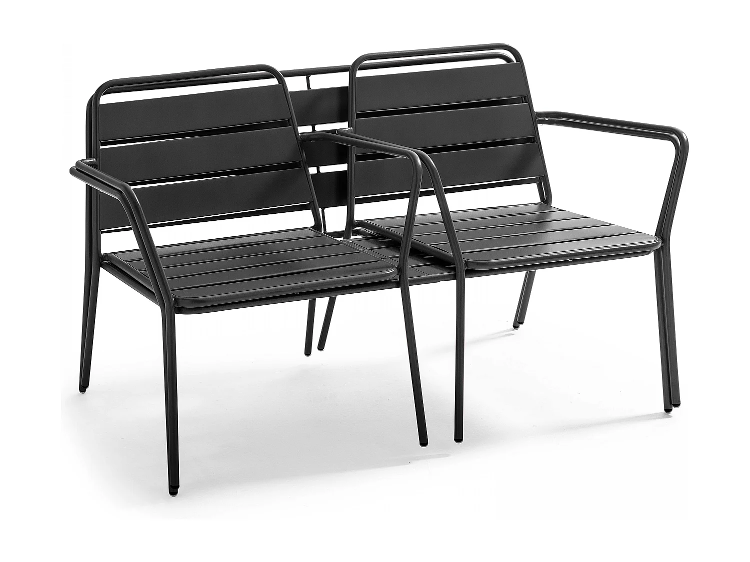 Salon de jardin 4 places et 1 table basse en acier anthracite - Palavas