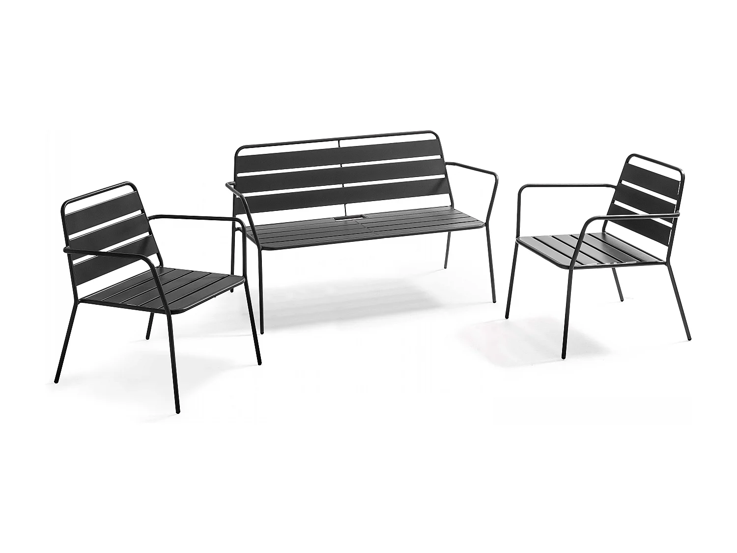 Salon de jardin 4 places en métal anthracite - Palavas