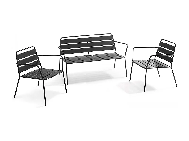 Salon de jardin 4 places en métal anthracite - Palavas