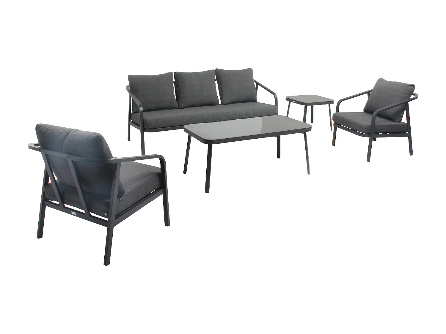 Salon de jardin 5 place en aluminium gris anthracite