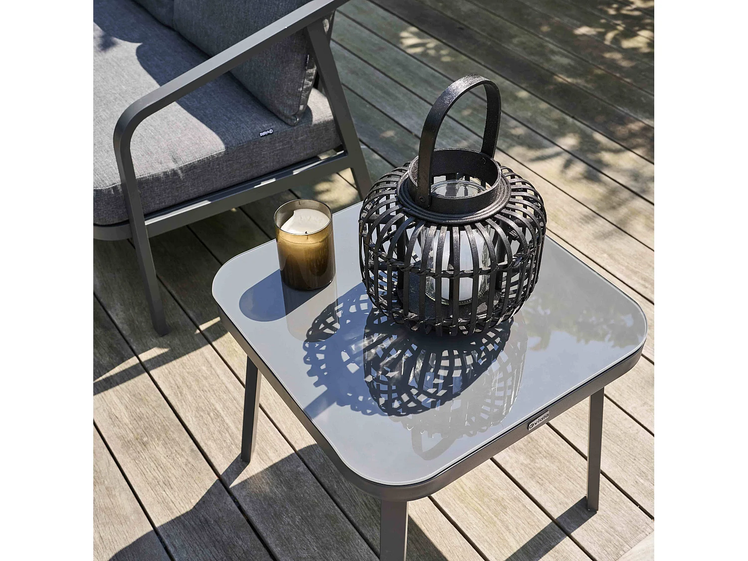 Salon de jardin 5 place en aluminium gris anthracite