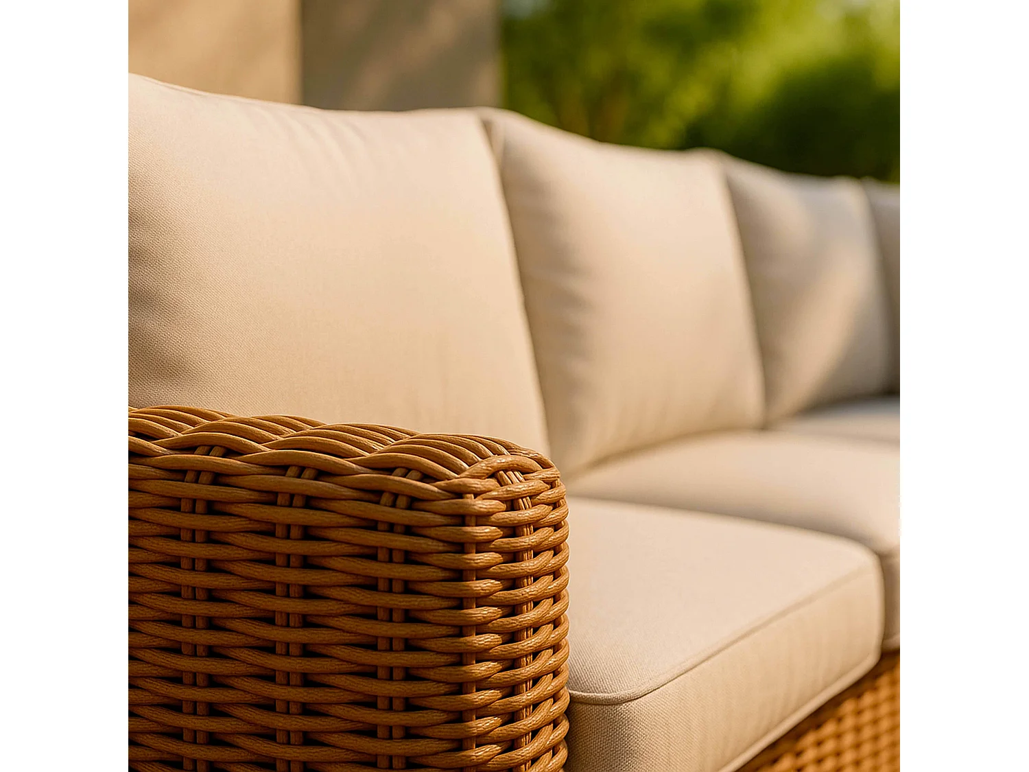 Salon de  jardin 5 places en résine tressée écru