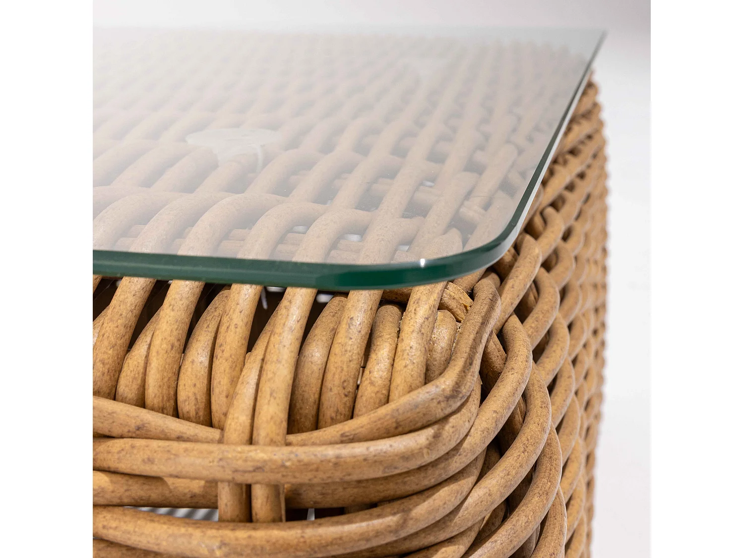 Salon de  jardin 5 places en résine tressée écru