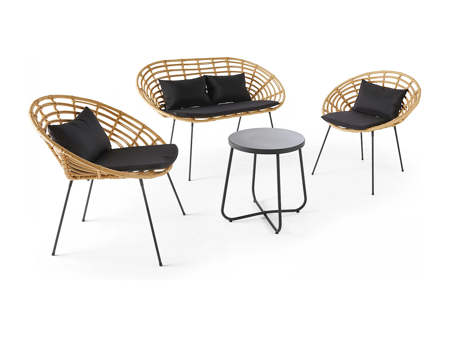 Sala de jardín de 4 plazas en ratán sintético