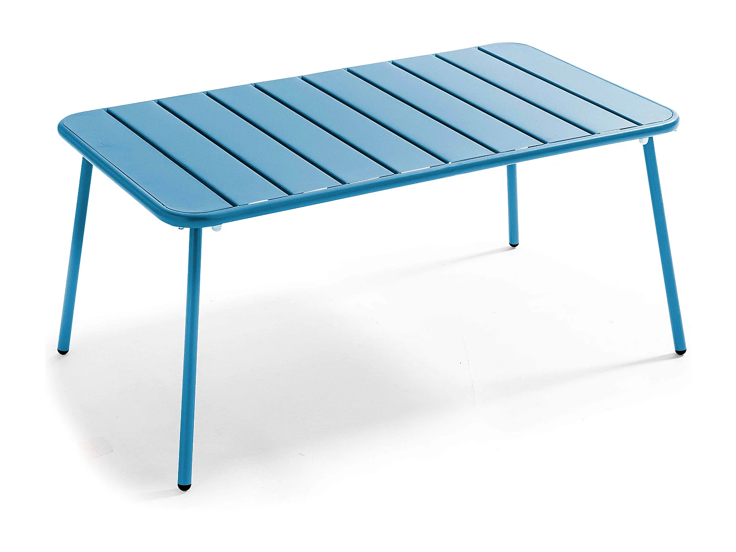 Salon de jardin 4 places et 1 table basse en acier bleu pacific - Palavas