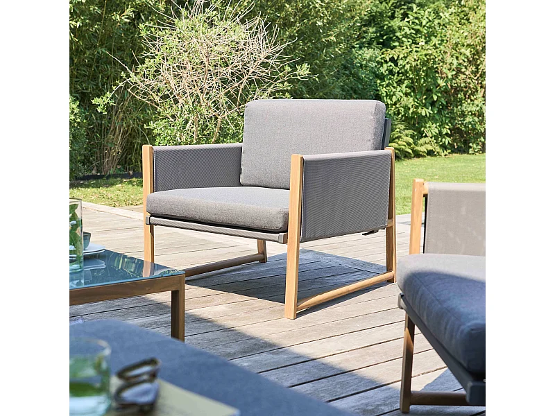 Salon de jardin 5 places en aluminium gris