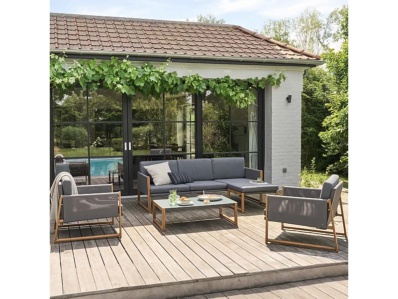Salon de jardin 5 places en aluminium gris