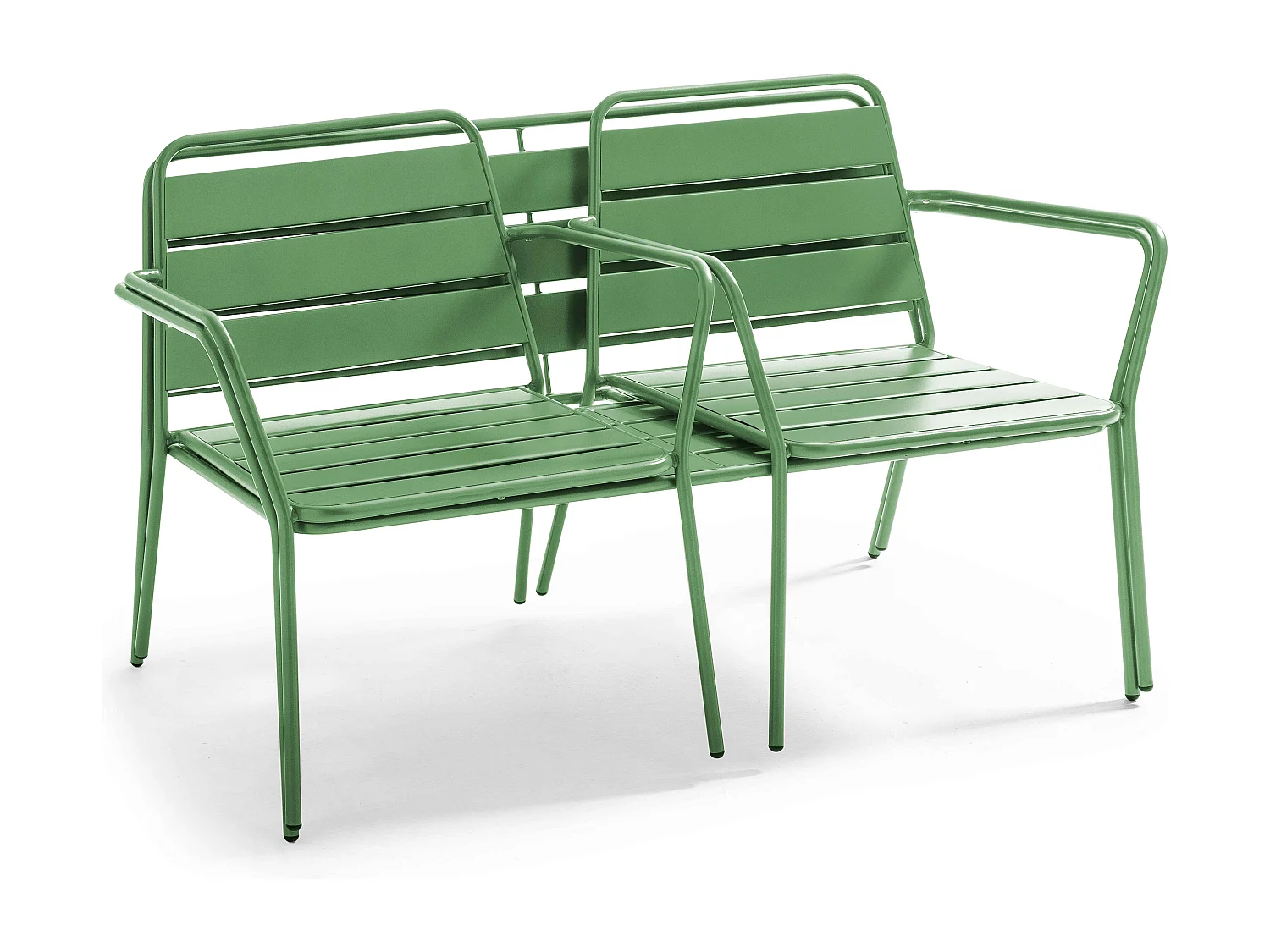 Tuinset met 4 zitplaatsen en 1 salontafel van groen cactus staal