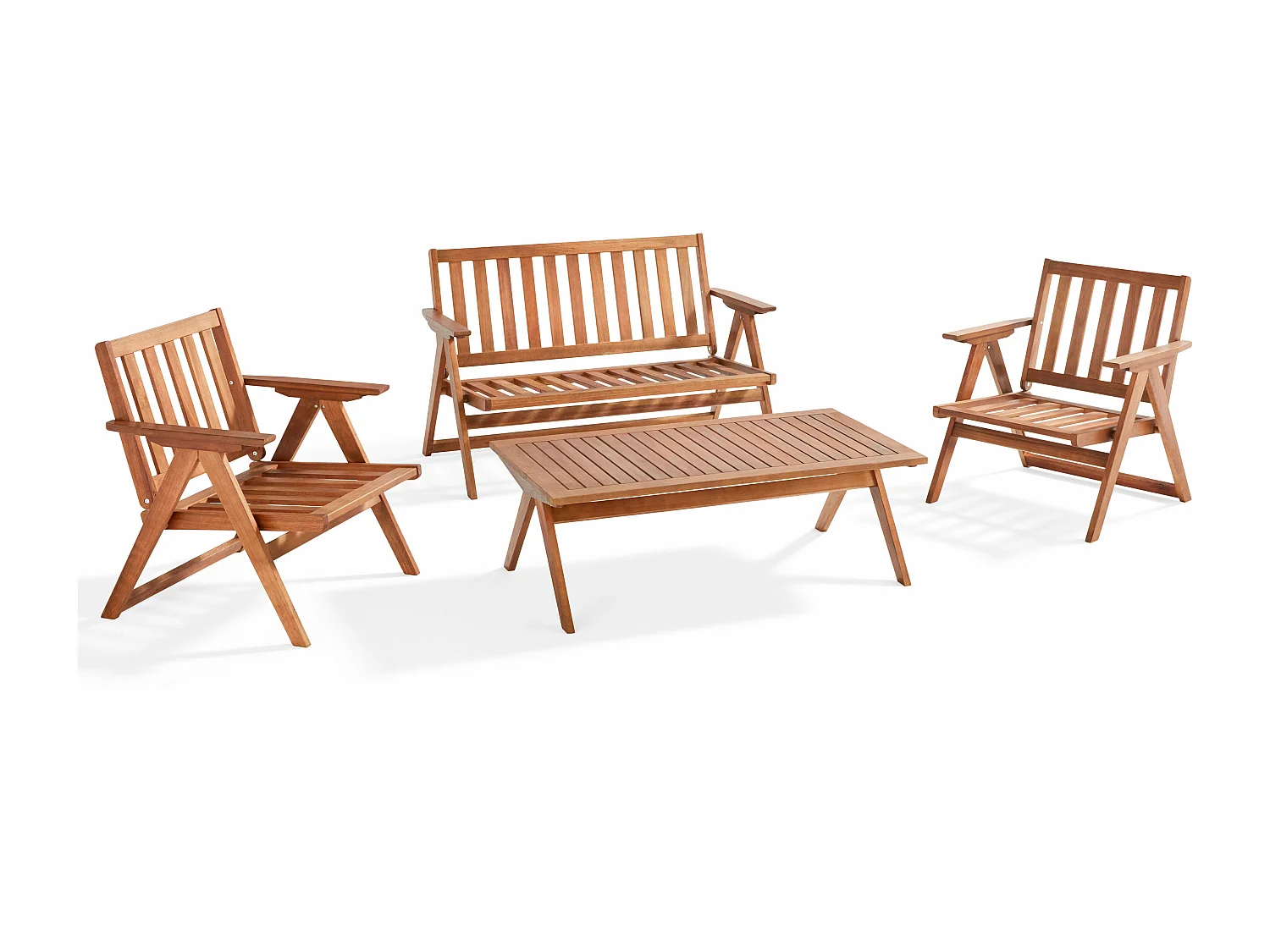 Salon de  jardin pliant 4 places en bois