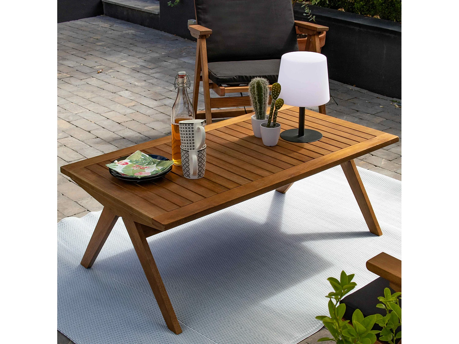 Salon de  jardin pliant 4 places en bois