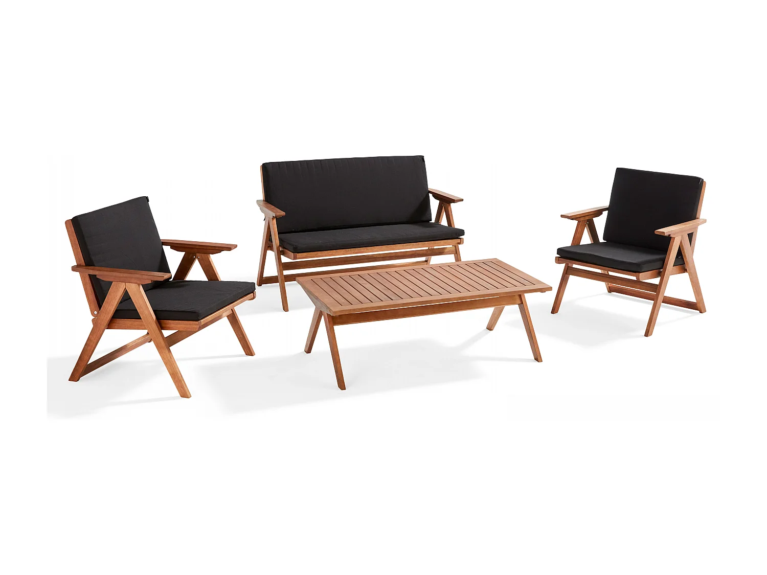 Salon de  jardin pliant 4 places en bois