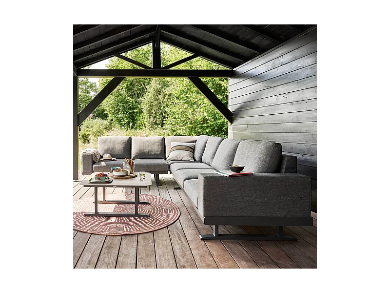 Salon de jardin d'angle 5 places gris