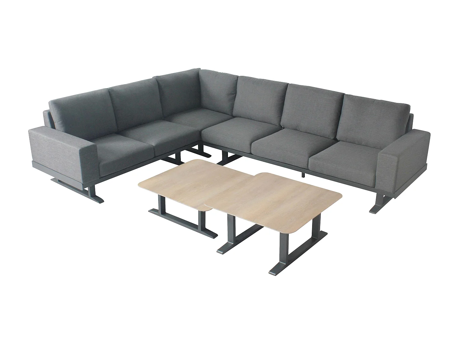 Salon de jardin d'angle 5 places gris