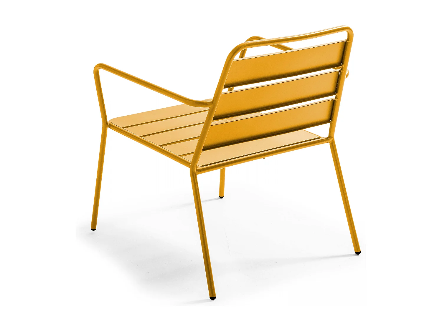 Tuinset met 4 stoelen en 1 salontafel van geel staal