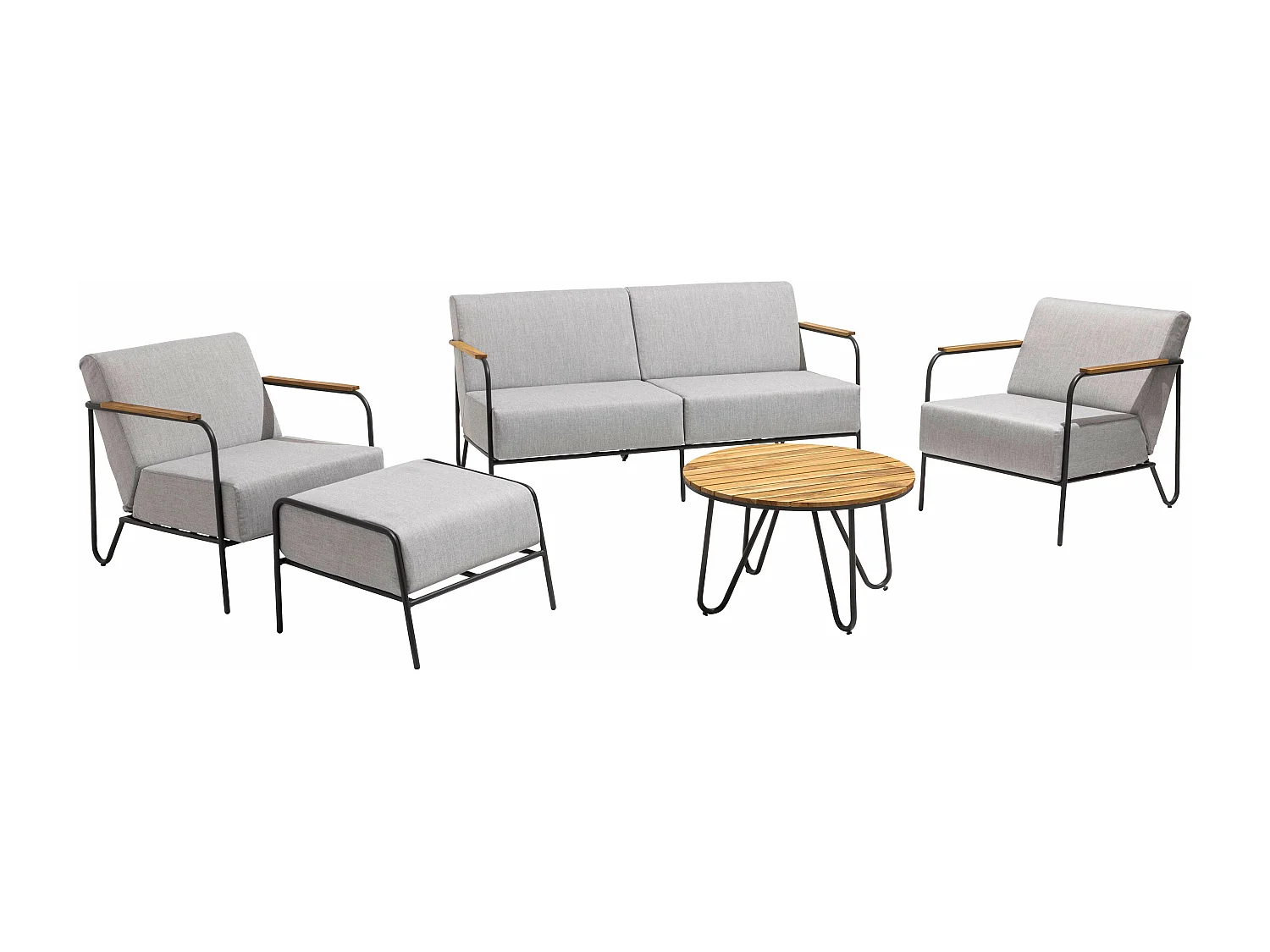 Tuinset van 4 plaatsen in teakhout met salontafel