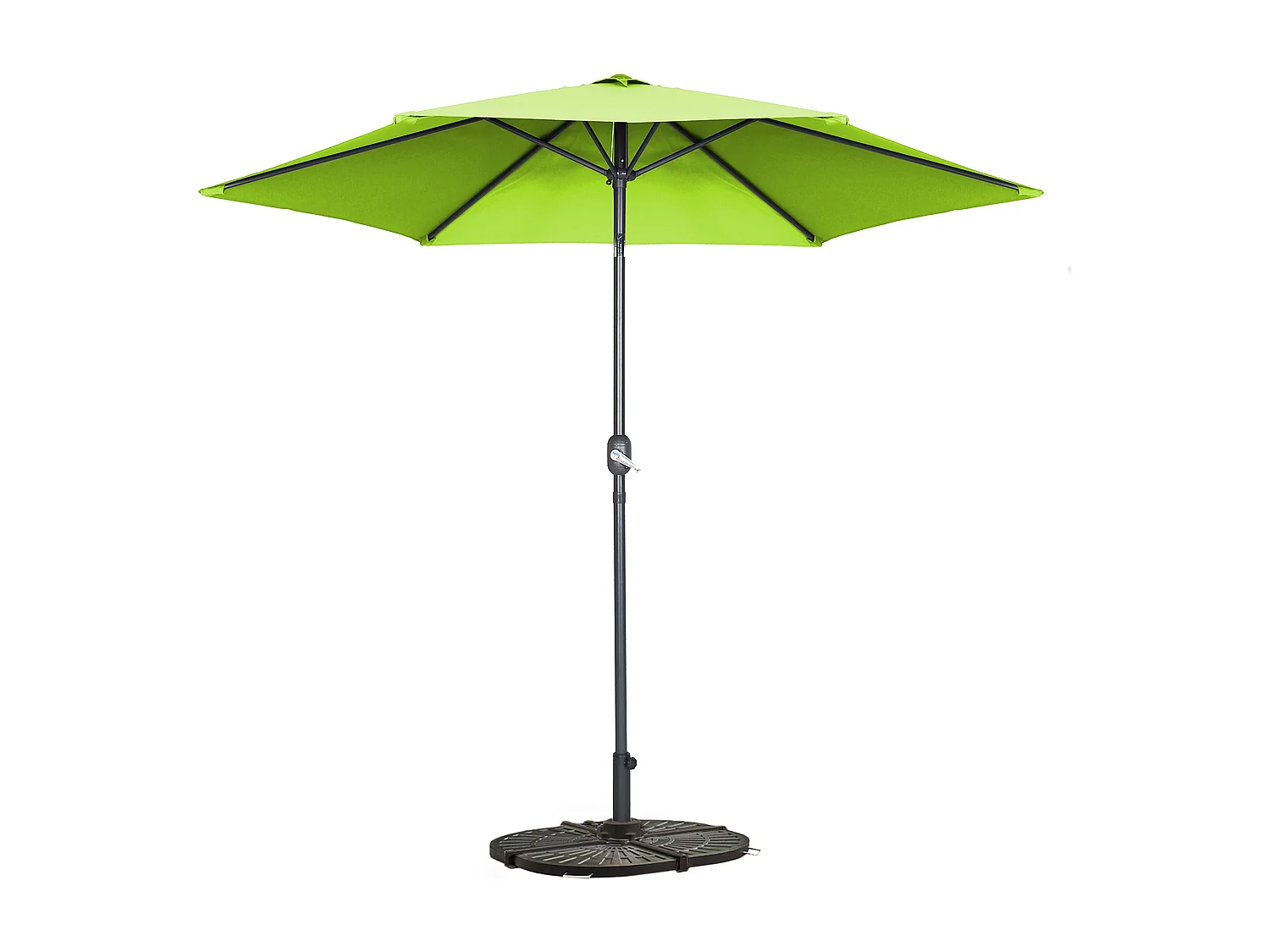 Parasol droit inclinable 3m et 4 dalles lestées aluminium vert - Matera