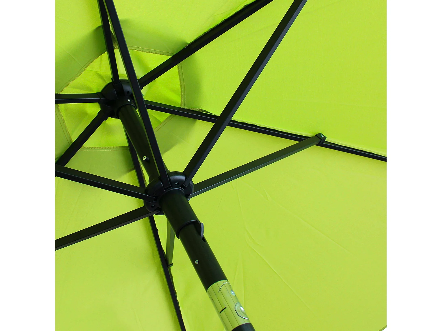 Parasol droit inclinable 3m et 4 dalles lestées aluminium vert - Matera