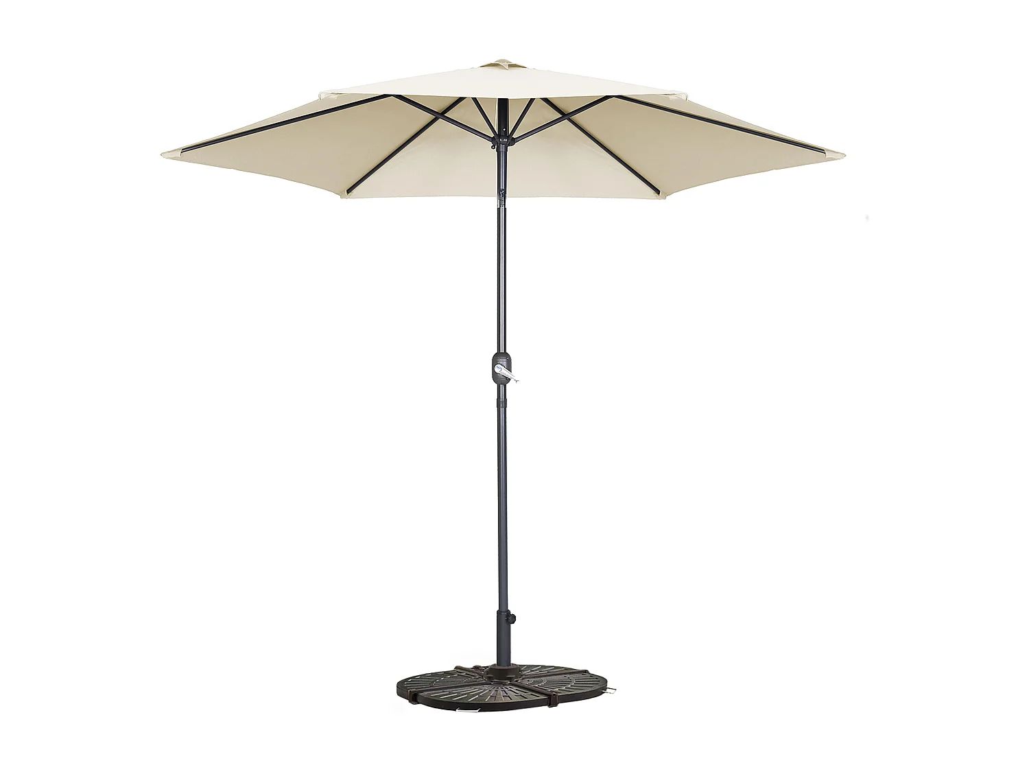 Parasol droit inclinable 3m et 4 dalles lestées aluminium blanc - Matera