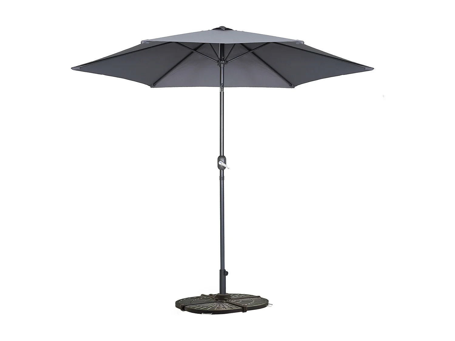 Parasol droit inclinable 3m et 4 dalles lestées aluminium gris - Matera