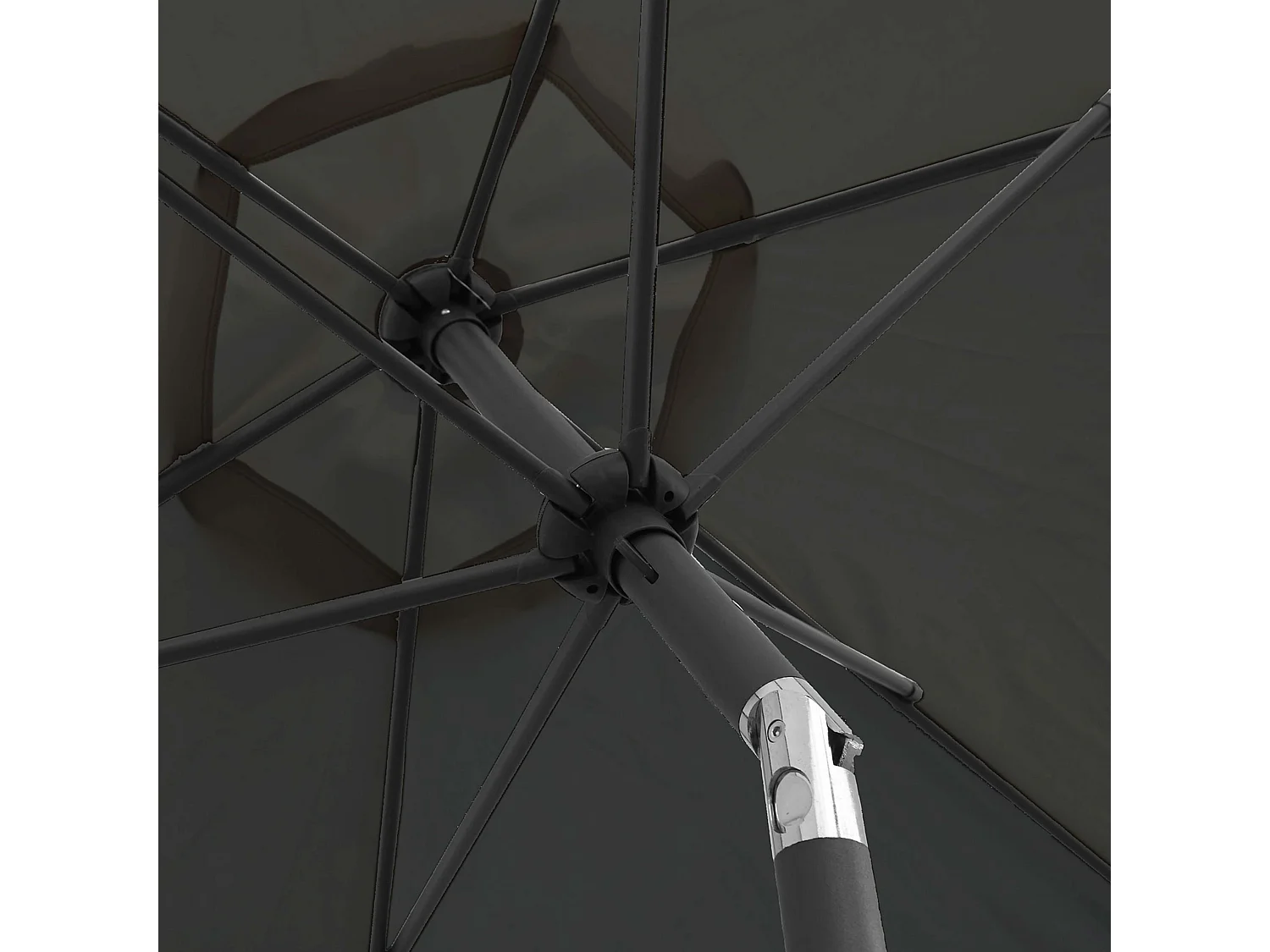 Parasol droit inclinable 3m et 4 dalles lestées aluminium gris - Matera