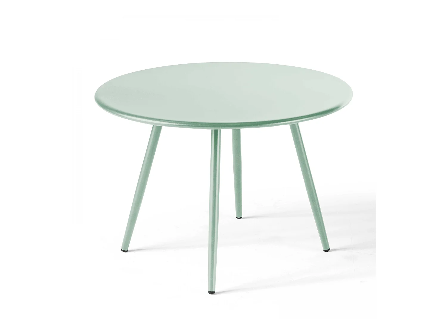Ronde salontafel van groen salie metaal, 50 cm