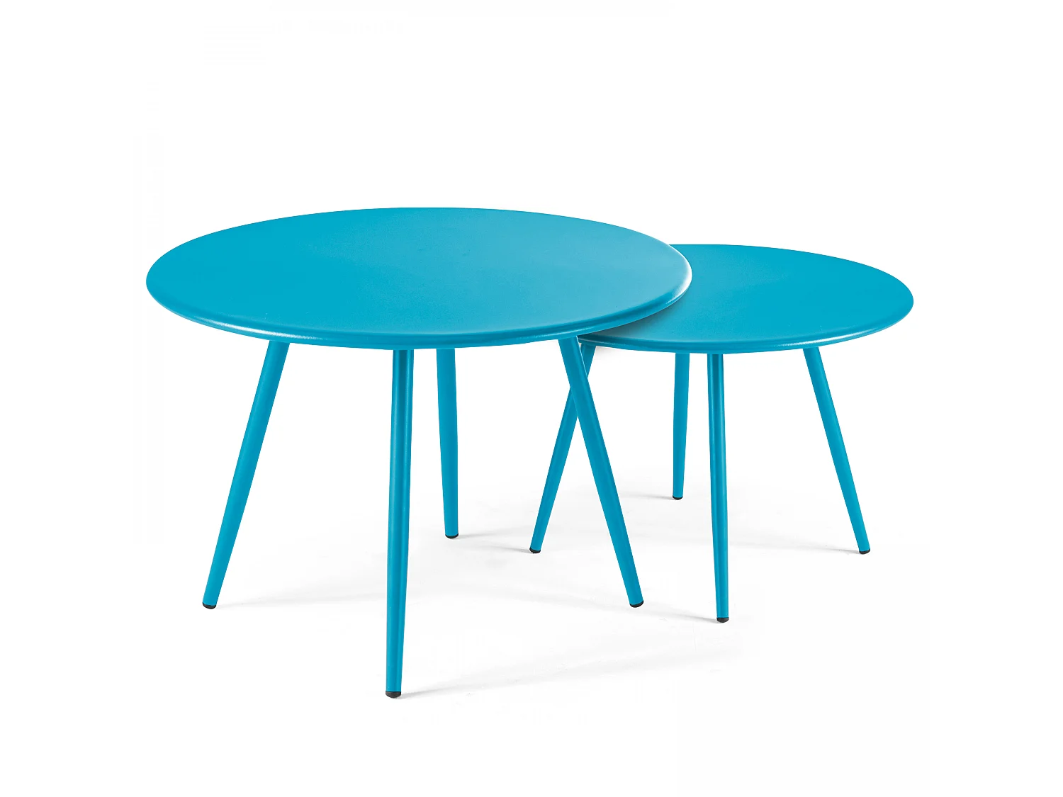 Table basse ronde en métal bleu - Palavas