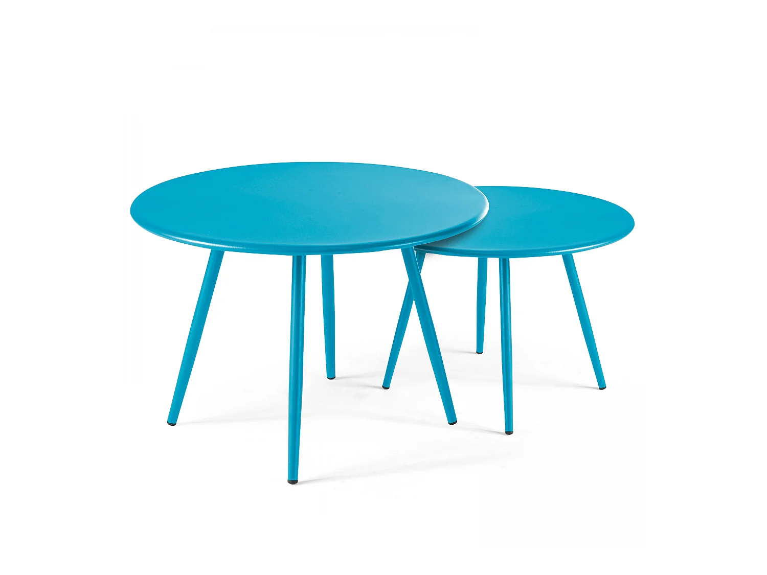 Table basse ronde en métal bleu - Palavas