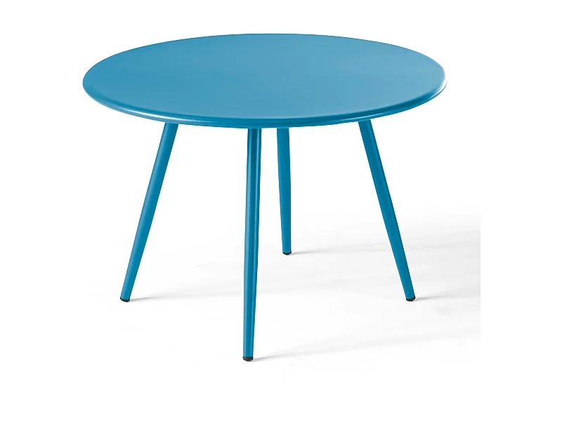 Table basse ronde en métal bleu pacific  - Palavas